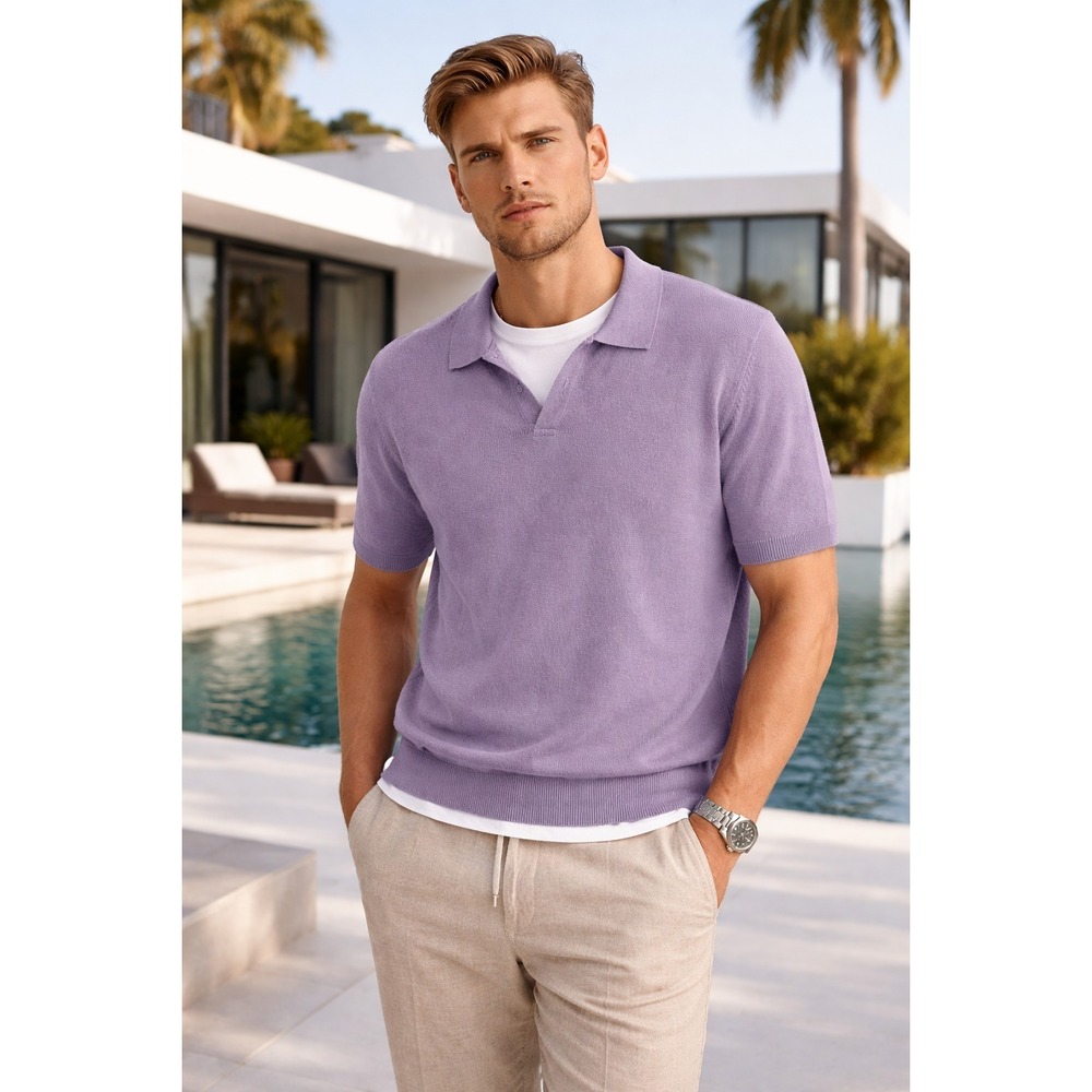 The Commons Johnny 100% Cashmere Collared Polo Sweater Short Sleeve Quiet Luxury
